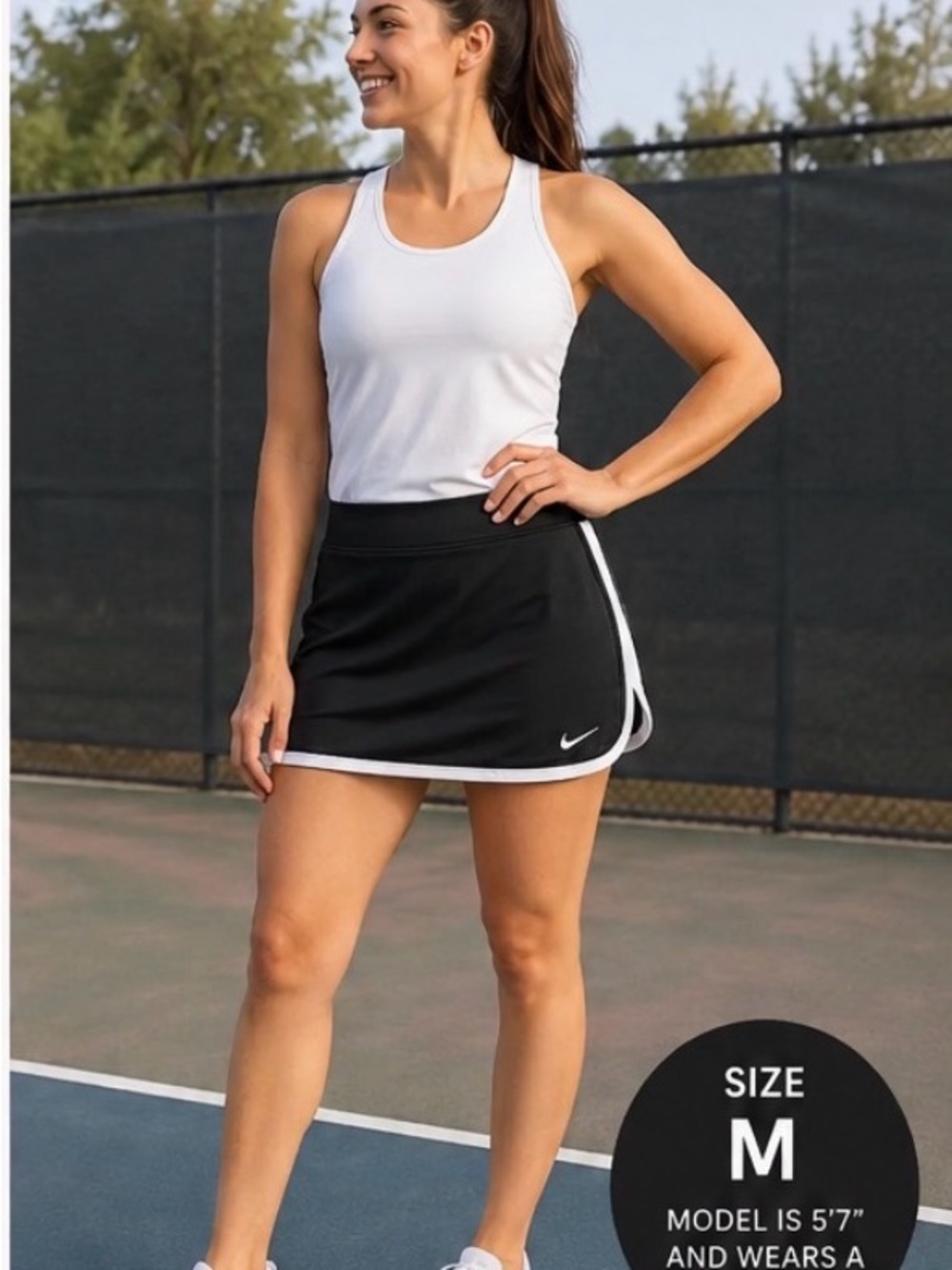 Nike Black Skort with White Trim - Women’s Athletic Tennis Skort